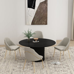 Manhattan Comfort Gracie Leatherette Dining Chair Set With Stylish Steel Legs For Modern Elegance In Any Space Stone And Gold Steel 4-dc100-gst