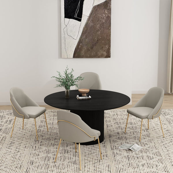 Manhattan Comfort Gracie Leatherette Dining Chair Set With Stylish Steel Legs For Modern Elegance In Any Space Stone And Gold Steel 4-dc100-gst