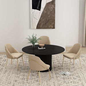 Manhattan Comfort Gracie Leatherette Dining Chair Set With Stylish Steel Legs For Modern Elegance In Any Space Tan And Gold Steel 4-dc100-gtn