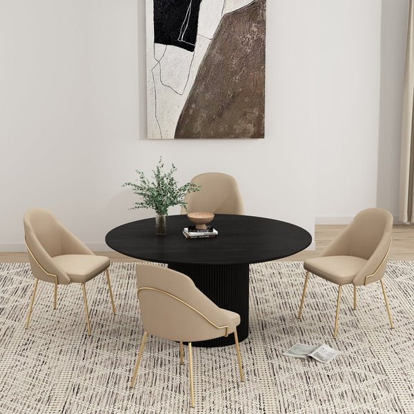 Manhattan Comfort Gracie Leatherette Dining Chair Set With Stylish Steel Legs For Modern Elegance In Any Space Tan And Gold Steel 4-dc100-gtn