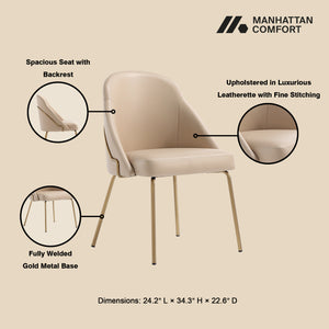 Manhattan Comfort Gracie Leatherette Dining Chair Set With Stylish Steel Legs For Modern Elegance In Any Space Tan And Gold Steel 4-dc100-gtn