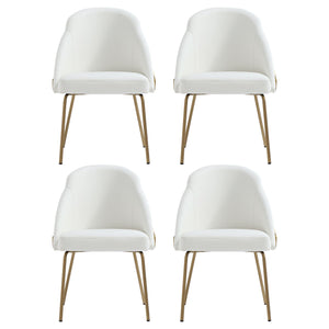 Manhattan Comfort Gracie Leatherette Dining Chair Set With Stylish Steel Legs For Modern Elegance In Any Space White And Gold Steel 4-dc100-gwh