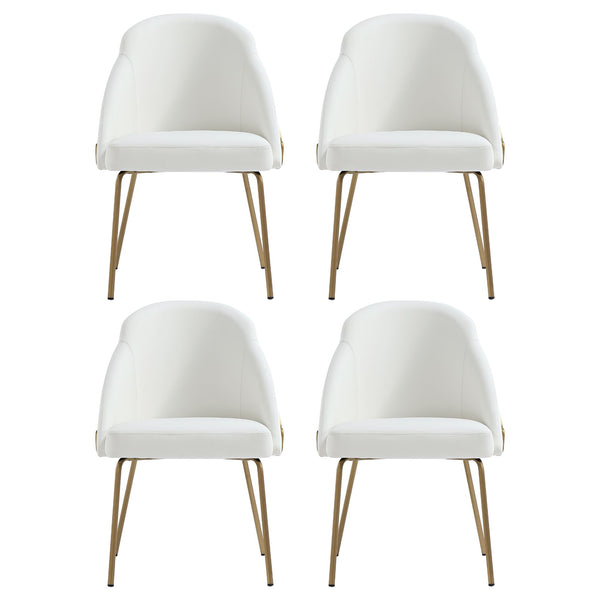 Manhattan Comfort Gracie Leatherette Dining Chair Set With Stylish Steel Legs For Modern Elegance In Any Space White And Gold Steel 4-dc100-gwh