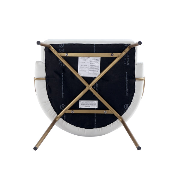 Manhattan Comfort Gracie Leatherette Dining Chair Set With Stylish Steel Legs For Modern Elegance In Any Space White And Gold Steel 4-dc100-gwh