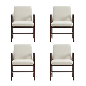 Manhattan Comfort Stella Velvet Dining Armchair With Elegant Beech Wood Legs – Modern Comfort For Any Space Cream Beech Wood 4-dc101ar-cr