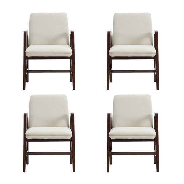 Manhattan Comfort Stella Velvet Dining Armchair With Elegant Beech Wood Legs – Modern Comfort For Any Space Cream Beech Wood 4-dc101ar-cr