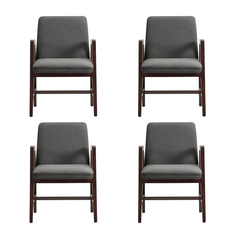 Manhattan Comfort Stella Velvet Dining Armchair With Elegant Beech Wood Legs – Modern Comfort For Any Space Graphite Beech Wood 4-dc101ar-gy