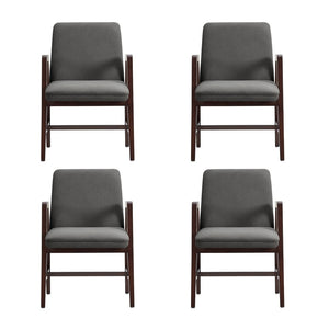 Manhattan Comfort Stella Velvet Dining Armchair With Elegant Beech Wood Legs – Modern Comfort For Any Space Graphite Beech Wood 4-dc101ar-gy