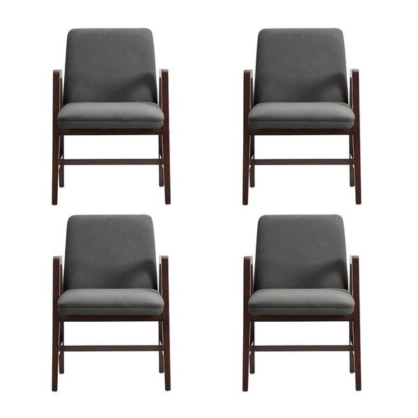 Manhattan Comfort Stella Velvet Dining Armchair With Elegant Beech Wood Legs – Modern Comfort For Any Space Graphite Beech Wood 4-dc101ar-gy