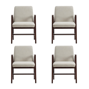 Manhattan Comfort Stella Velvet Dining Armchair With Elegant Beech Wood Legs – Modern Comfort For Any Space Champagne Beech Wood 4-dc101ar-om