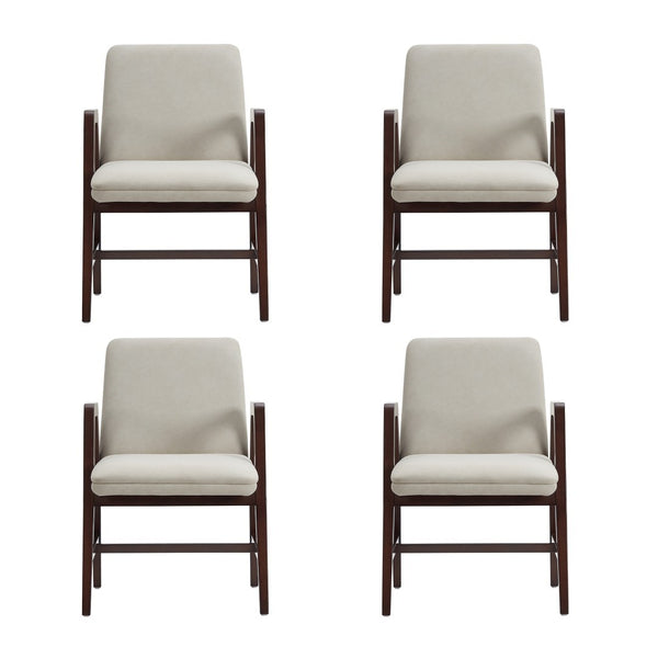 Manhattan Comfort Stella Velvet Dining Armchair With Elegant Beech Wood Legs – Modern Comfort For Any Space Champagne Beech Wood 4-dc101ar-om