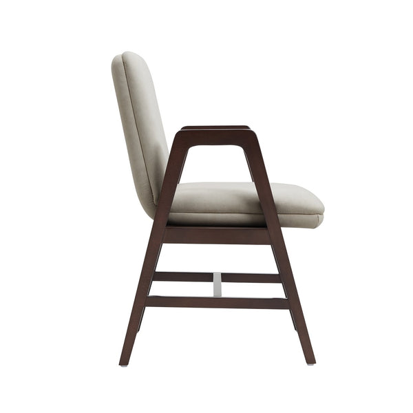 Manhattan Comfort Stella Velvet Dining Armchair With Elegant Beech Wood Legs – Modern Comfort For Any Space Champagne Beech Wood 4-dc101ar-om