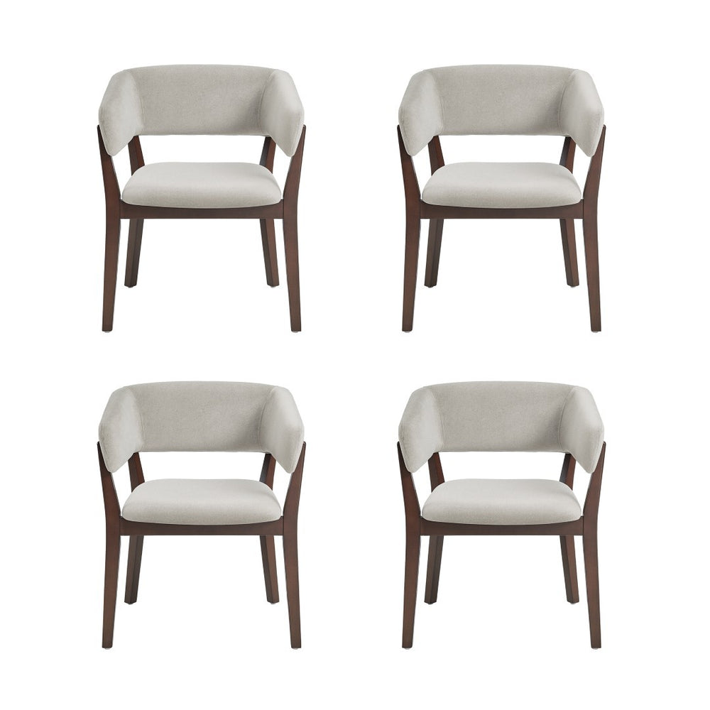 Manhattan Comfort Blake Sculptural Faux Mohair Dining Armchair With Elegant Beech Wood Legs For Timeless Comfort Greige Beech Wood 4-dc102ar-ge