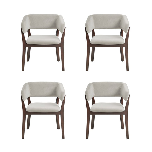 Manhattan Comfort Blake Sculptural Faux Mohair Dining Armchair With Elegant Beech Wood Legs For Timeless Comfort Greige Beech Wood 4-dc102ar-ge