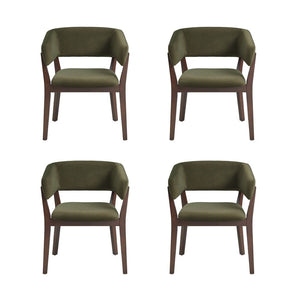 Manhattan Comfort Blake Sculptural Faux Mohair Dining Armchair With Elegant Beech Wood Legs For Timeless Comfort Green Beech Wood 4-dc102ar-gr