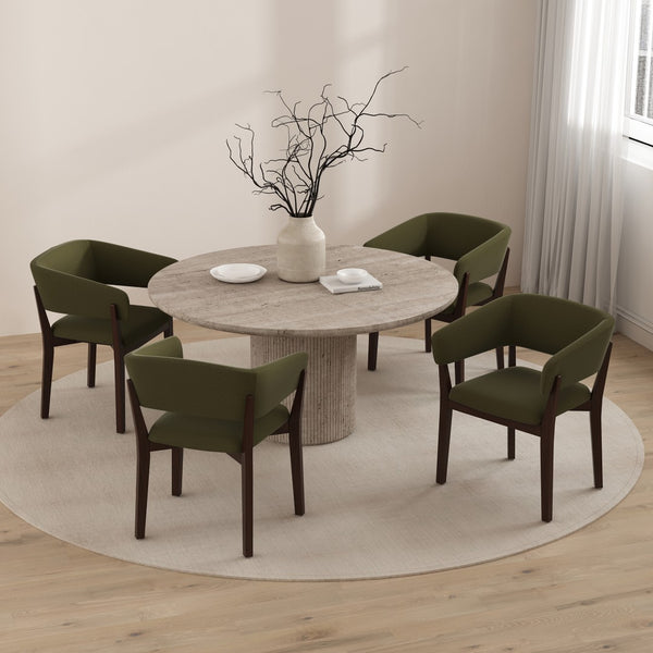 Manhattan Comfort Blake Sculptural Faux Mohair Dining Armchair With Elegant Beech Wood Legs For Timeless Comfort Green Beech Wood 4-dc102ar-gr