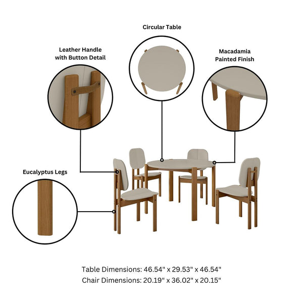 Gales Round 46.54 Dining Table in Greige - Set of 5 4-DT-82705-OW Manhattan Comfort