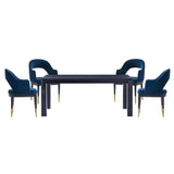 5-Piece Rockaway 70.86 Dining Set with 4 Carrington Chairs in Black and Midnight Blue 4-DT02DC089AR-BKBL Manhattan Comfort