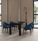 5-Piece Rockaway 70.86 Dining Set with 4 Carrington Chairs in Black and Midnight Blue 4-DT02DC089AR-BKBL Manhattan Comfort