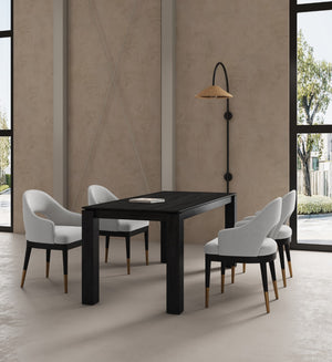 5-Piece Rockaway 70.86 Dining Set with 4 Carrington Chairs in Black and Light Grey 4-DT02DC089AR-BKLG Manhattan Comfort