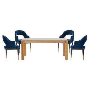 5-Piece Rockaway 70.86 Dining Set with 4 Carrington Chairs in Natural and Midnight Blue 4-DT02DC089AR-NABL Manhattan Comfort