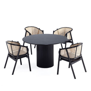 5-Piece Hathaway  47.24  Round Dining Set in Black with 4 Versailles  Dining Chairs 4-DT03ACCA02-BK Manhattan Comfort