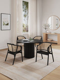 5-Piece Hathaway  47.24  Round Dining Set in Black with 4 Versailles  Dining Chairs 4-DT03ACCA02-BK Manhattan Comfort