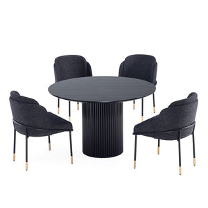 5-Piece Hathaway  47.24  Round Dining Set in Black with 4 Flor  Dining Chairs in Black 4-DT03DC052-BK Manhattan Comfort