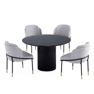 5-Piece Hathaway  47.24  Round Dining Set in Black with 4 Flor  Dining Chairs in Grey 4-DT03DC052-GY Manhattan Comfort