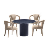 5-Piece Hathaway 47.24 Round Dining Set in Black with 4 Palmer Dining Armchairs in Gold Dust 4-DT03DC088AR-BKGD Manhattan Comfort