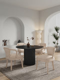 5-Piece Hathaway 47.24 Round Dining Set in Black with 4 Palmer Dining Armchairs in Gold Dust 4-DT03DC088AR-BKGD Manhattan Comfort