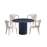 5-Piece Hathaway 47.24 Round Dining Set in Black with 4 Palmer Dining Armchairs in Ivory 4-DT03DC088AR-BKIV Manhattan Comfort