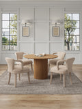 5-Piece Hathaway 47.24 Round Dining Set in Natural with 4 Palmer Dining Armchairs in Gold Dust 4-DT03DC088AR-NAGD Manhattan Comfort