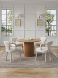 5-Piece Hathaway 47.24 Round Dining Set in Natural with 4 Palmer Dining Armchairs in Ivory 4-DT03DC088AR-NAIV Manhattan Comfort