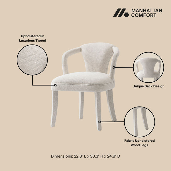 5-Piece Hathaway 47.24 Round Dining Set in Natural with 4 Palmer Dining Armchairs in Ivory 4-DT03DC088AR-NAIV Manhattan Comfort