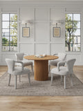 5-Piece Hathaway 47.24 Round Dining Set in Natural with 4 Palmer Dining Armchairs in Silver Lining 4-DT03DC088AR-NASL Manhattan Comfort