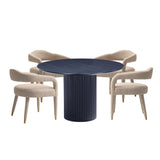 5-Piece Hathaway 47.24 Round Dining Set in Black with 4 Aspen Dining Chairs in Gold Dust 4-DT03DC093AR-BKGD Manhattan Comfort