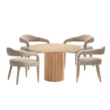 5-Piece Hathaway 47.24 Round Dining Set in Natural with 4 Aspen Dining Chairs in Gold Dust 4-DT03DC093AR-NAGD Manhattan Comfort