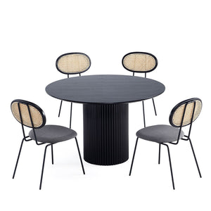 5-Piece Hathaway  47.24  Round Dining Set in Black with 4 Jardin  Dining Chairs 4-DT03DCCA06-GY Manhattan Comfort