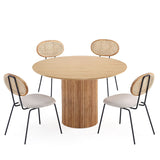 5-Piece Hathaway  47.24  Round Dining Set in Nature with 4 Jardin  Dining Chairs 4-DT03DCCA06-OM Manhattan Comfort