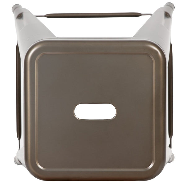 English Elm Cierra 4-Piece Stackable Metal Counter-Height Bar Stools for Kitchen and Commercial Use, Stylish Design Gun Metal 24"H 4-ET-31320-24-GN-R-GG