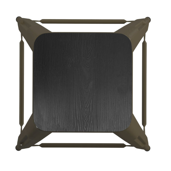 English Elm Cierra Set of 4 Commercial-Grade Backless Metal Counter Stools for Café, Kitchen, or Dining Use Black Resin Wood Seat/Gun Metal Frame 24"H 4-ET-31320-24-GN-R-PL2B-GG