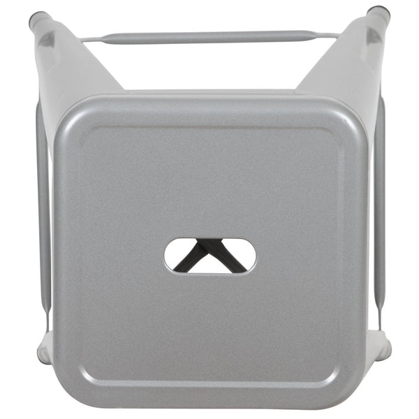 English Elm Cierra 4-Piece Stackable Metal Counter-Height Bar Stools for Kitchen and Commercial Use, Stylish Design Silver 24"H 4-ET-31320-24-SV-R-GG