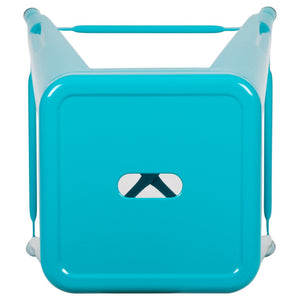 English Elm Cierra 4-Piece Stackable Metal Counter-Height Bar Stools for Kitchen and Commercial Use, Stylish Design Teal 24"H 4-ET-31320-24-TL-R-GG