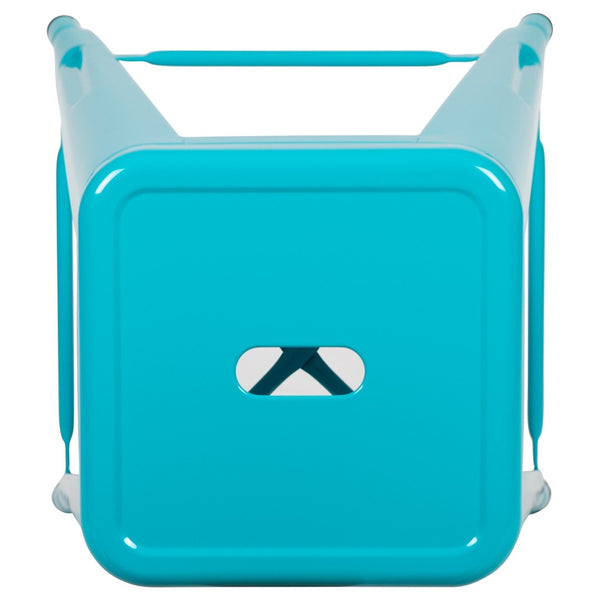 English Elm Cierra 4-Piece Stackable Metal Counter-Height Bar Stools for Kitchen and Commercial Use, Stylish Design Teal 24"H 4-ET-31320-24-TL-R-GG