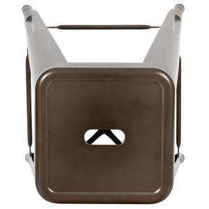 English Elm Cierra Set of 4 Stackable Metal Bar Stools for Stylish Indoor Dining and Versatile Commercial Use Gun Metal 30"H 4-ET-31320-30-GN-R-GG