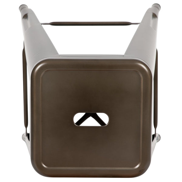 English Elm Cierra Set of 4 Stackable Metal Bar Stools for Stylish Indoor Dining and Versatile Commercial Use Gun Metal 30"H 4-ET-31320-30-GN-R-GG