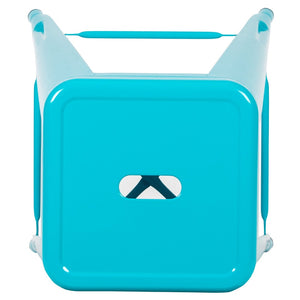 English Elm Cierra Set of 4 Stackable Metal Bar Stools for Stylish Indoor Dining and Versatile Commercial Use Teal 30"H 4-ET-31320-30-TL-R-GG