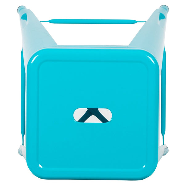 English Elm Cierra Set of 4 Stackable Metal Bar Stools for Stylish Indoor Dining and Versatile Commercial Use Teal 30"H 4-ET-31320-30-TL-R-GG