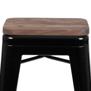 English Elm Cierra 24" High Metal Counter-Height Stools - Stylish Stackable Set of 4 for Modern Spaces Black 24"H 4-ET-31320W-24-BK-R-GG